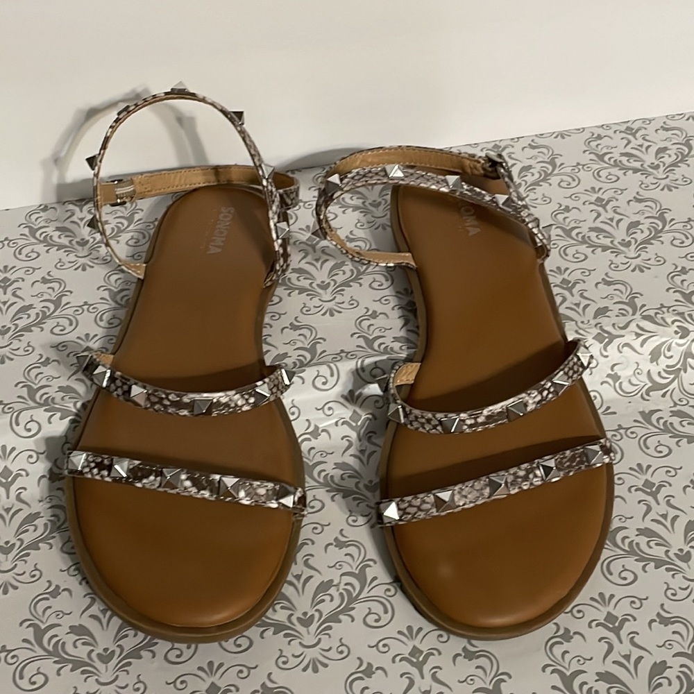 Sonoma, snake skin print studded sandals.